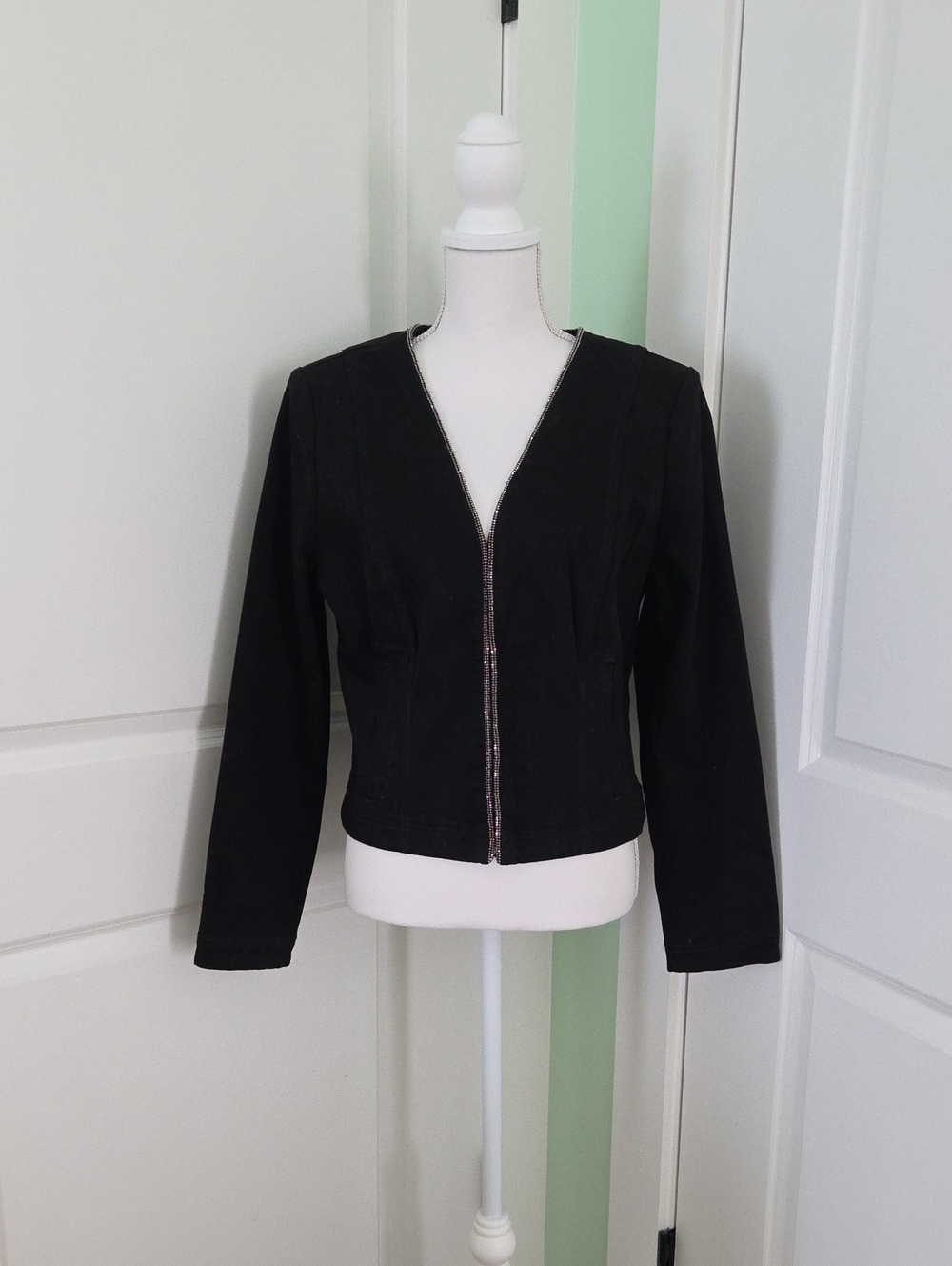 WHBM Black Zip-Trim Women's Blazer Jacket